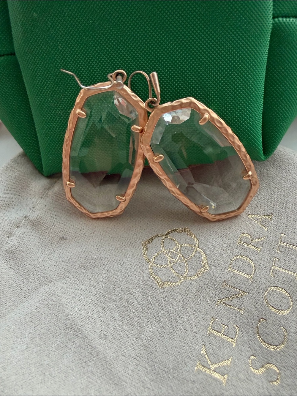 Kendra Scott Rose Gold Elle Earrings with Clear Stones
